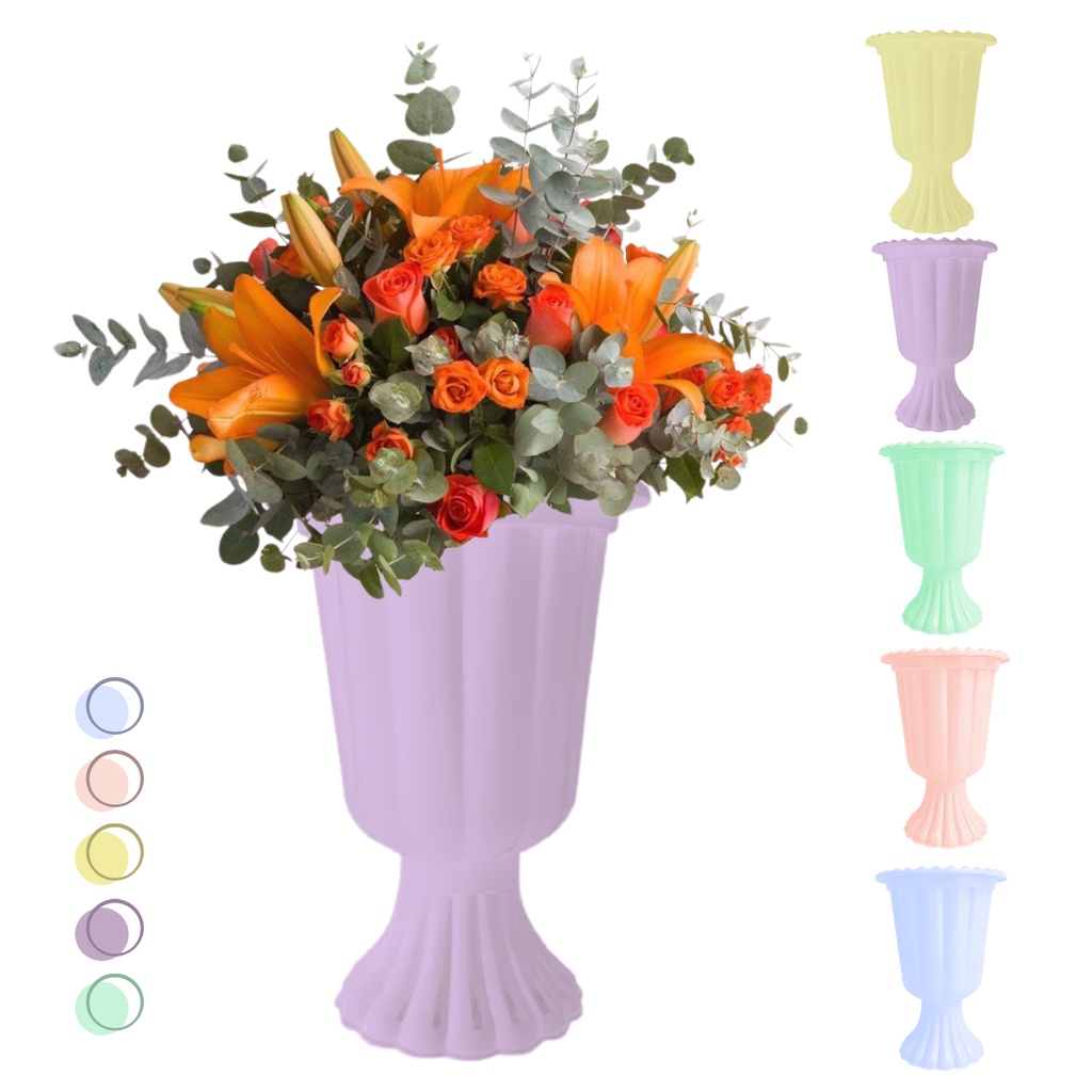 Kit 2un vaso grego plastico decorativo arranjo de flores mesa aniversario casamento festa noivado taça romana plastico resistente