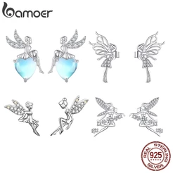 Bamoer 925 Silver Simple Fairy Stud Earring Collection Adequado Para Presente De Mulheres E Estudantes Moda Joias