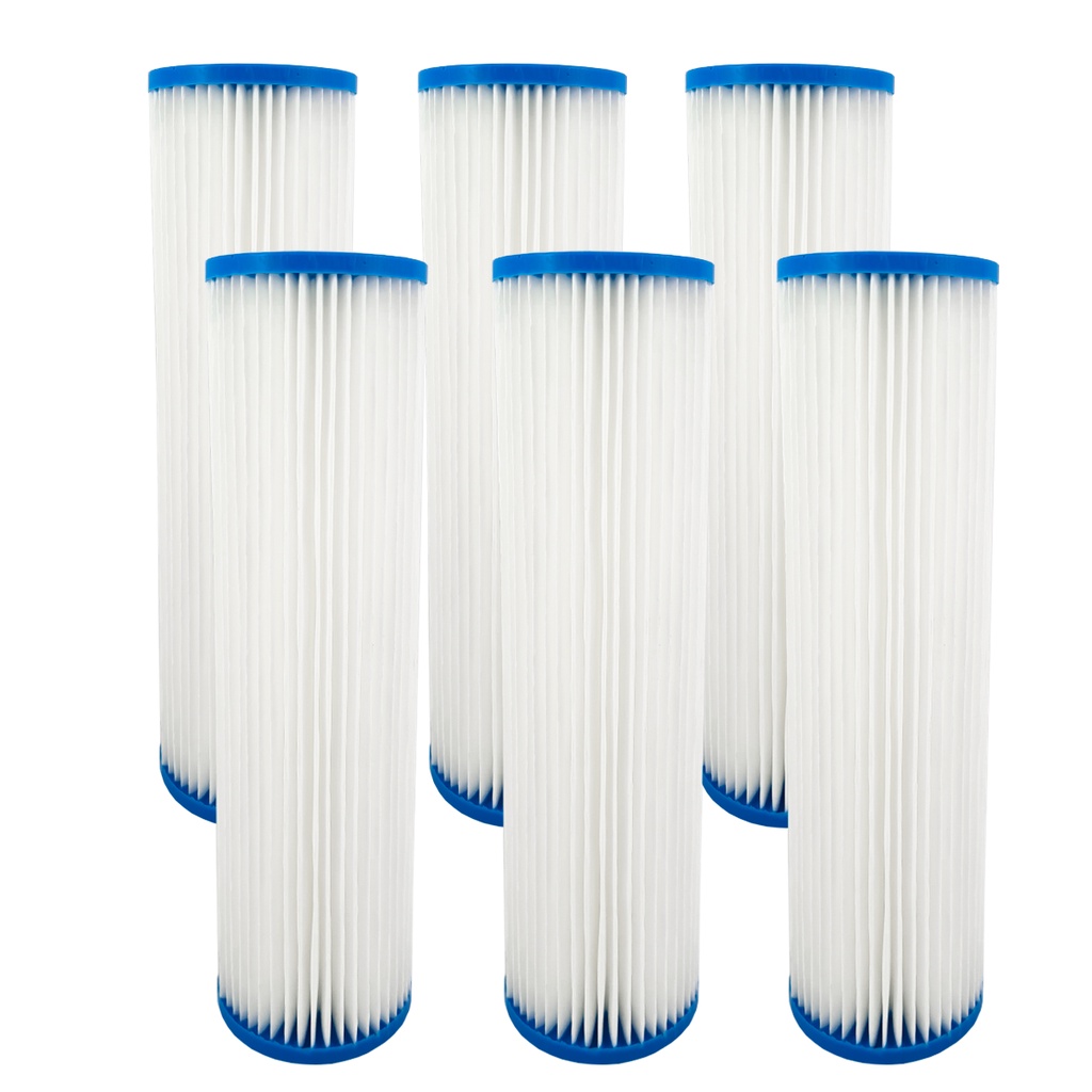 Kit 6 Refil Filtro Plissado Lavável 9 3/4'' X 2 1/2 5 Micra