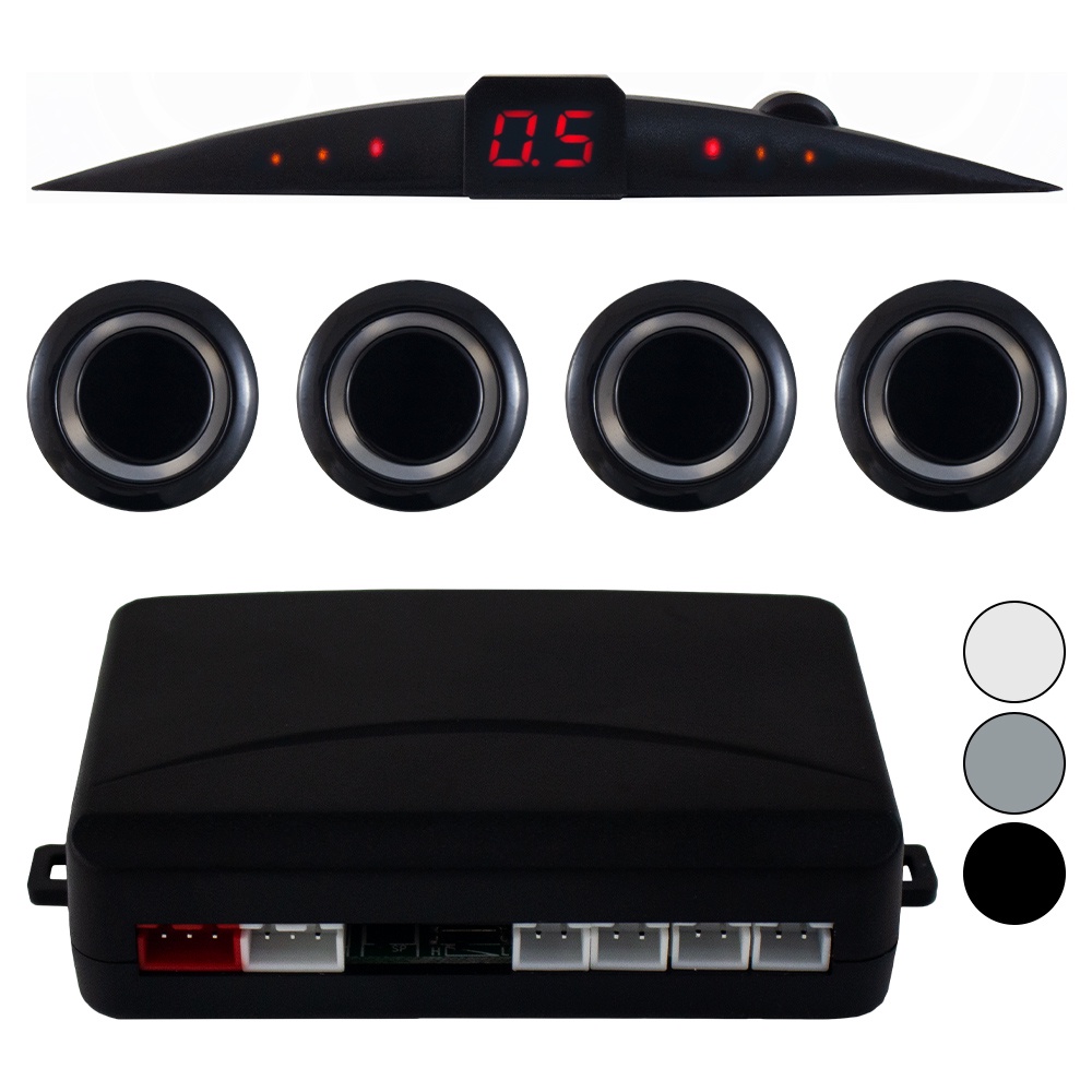 Sensor Estacionamento Ré 4 Pontos Positron PS220 Universal Traseiro Display Led Kit