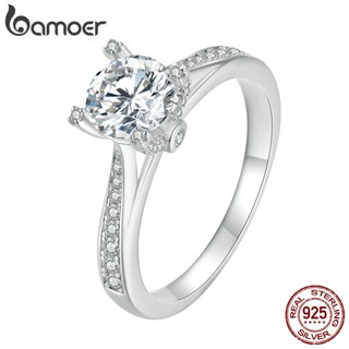 Bamoer Prata Esterlina 925 Delicada Multi Zircon Moissanite Anel De Casamento Casal Jóias De Moda