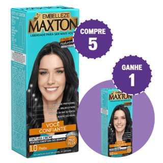 KIT COMPRE 5 TINTA DE CABELO MAXTON MORENA +CONFIANTE PRETO 1.0 E GANHE 1 em Oferta na Shopee