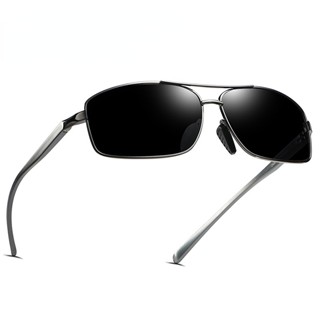 AORON Clássico Retro Homens Óculos De Sol Polarizados Rectângulo Armação De Alumínio UV400