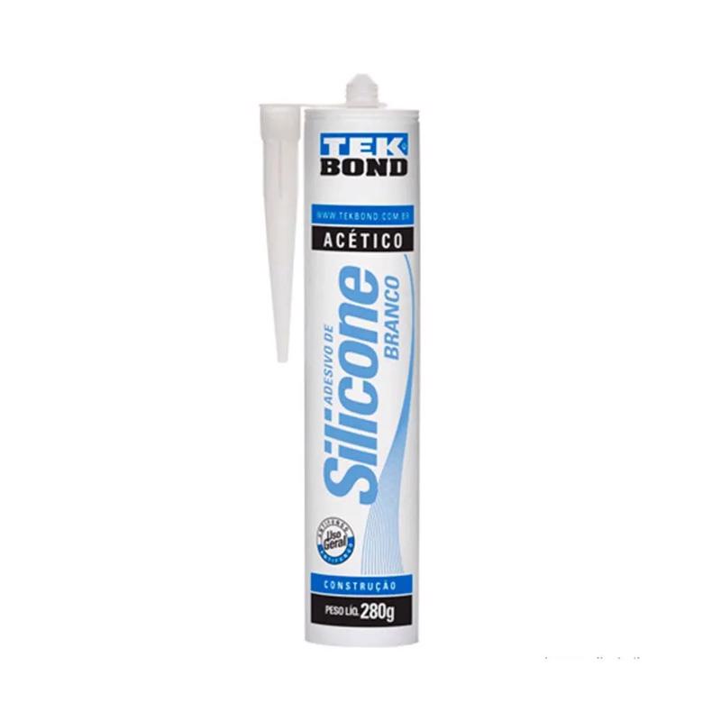 Adesivo De Silicone Acético 280g Branco Para Aplicador Colar Fixar Obras Construção