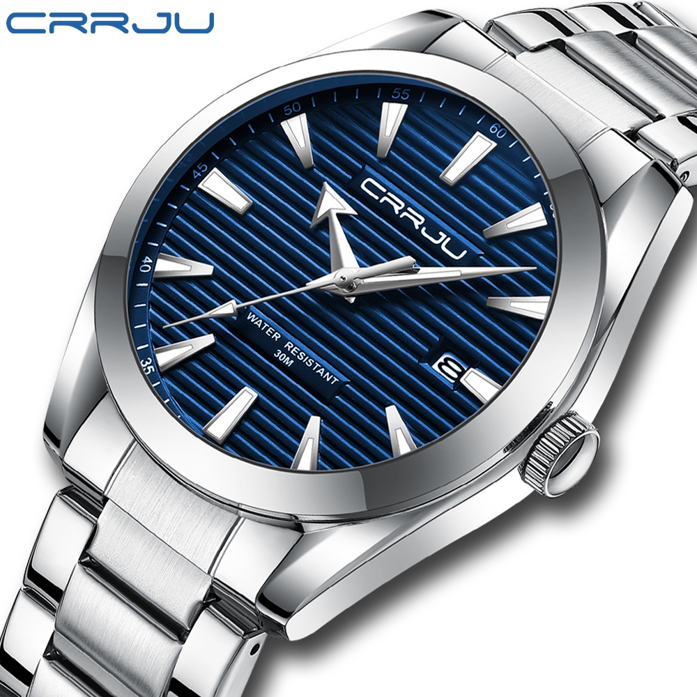 CRRJU Marca Original Relógio Masculino Mãos Luminosas Aço Inoxidável Casual Esportes Luxo Quartzo Impermeável 5006 X