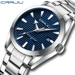 CRRJU Marca Original Relógio Masculino Mãos Luminosas Aço Inoxidável Casual Esportes Luxo Quartzo Impermeável 5006 X