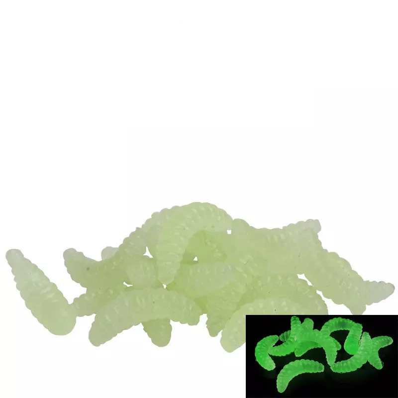 Kit 50 Iscas Artificiais Bichinho da Laranja Larva Glow Para Tilapias Pacu Patinga Corvina