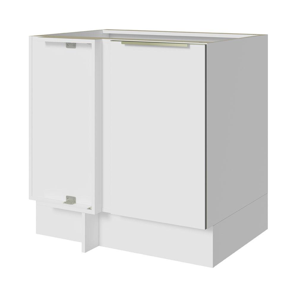 Balcão de Canto Madesa Lux 1 Porta (Sem Tampo) - Branco/Branco Veludo