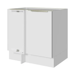 Balcão de Canto Madesa Lux 1 Porta (Sem Tampo) - Branco/Branco Veludo