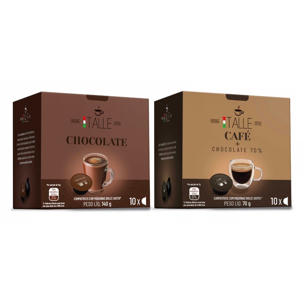 Cápsula Dolce Gusto Chocolate E Cacau 70% Café Italle 20 Und em Oferta na Shopee