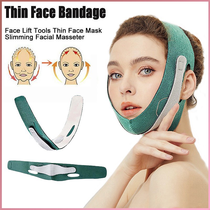 Faixa Dupla de Queixo / Máscara para Afinar o Rosto / Bandagem para Levantar o Rosto / Cinta Facial V / Tira Respirável