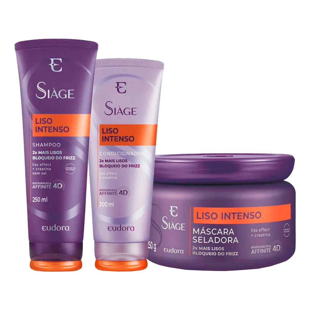 Kit Eudora Siáge Liso Intenso 4D - Shampoo e Condicionador e Máscara em Oferta na Shopee