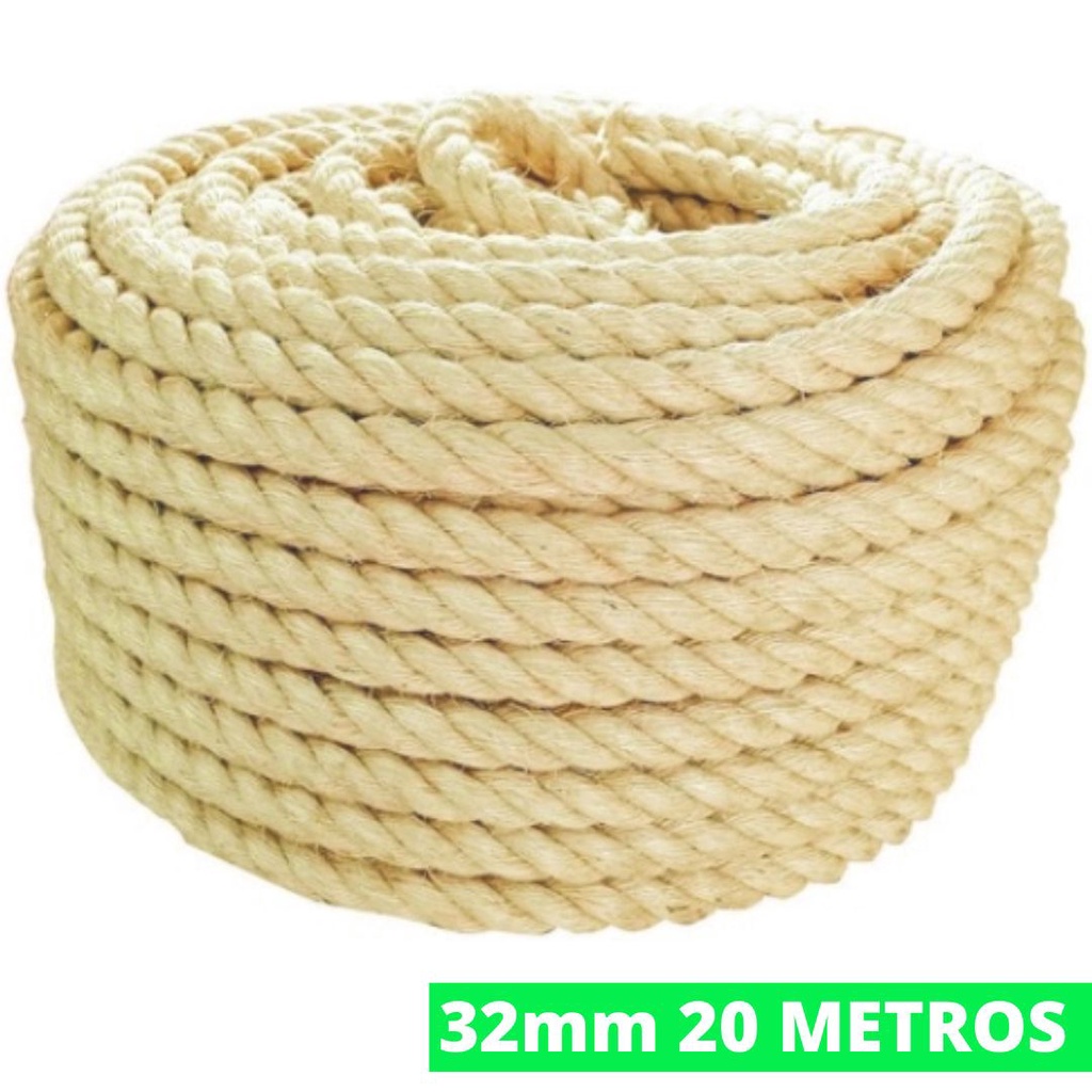 Corda Sisal 38mm Naval Rolo 25mts Reforçada Decorações Artesanatos Cross Esporte Balanço