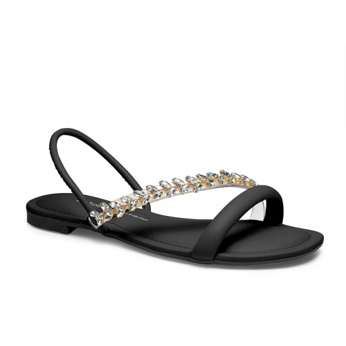 Sandália Rasteira Dakota Y0063 Pedraria Preta e Off White
