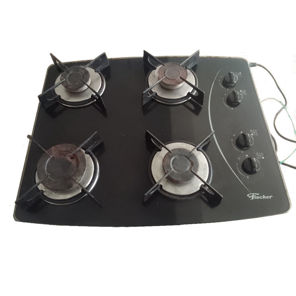 Cooktop 4 Bocas Fischer a Gás Mesa de Vidro USADO SO ENVIAMOS PARA SÃO