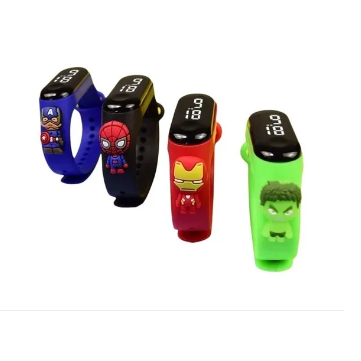 Relógio Infantil Led Digital Disney Super Hérois Smartband