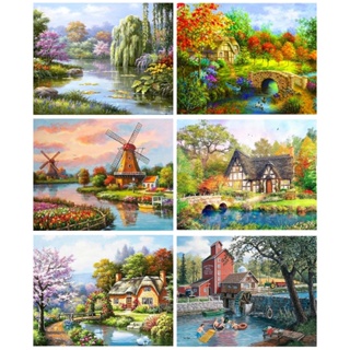 RUOPOTY 60x75cm/50x65cm/40x50cm Moldura Pintura A Óleo Por Números Paisagem À Beira Mar Fotos De Presente Exclusivos Cidade Para Adultos Sala De Estar em Oferta na Shopee