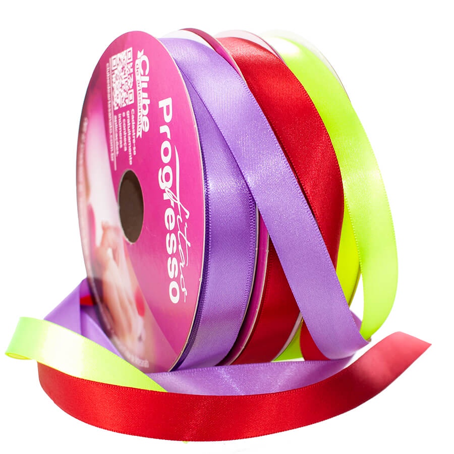 Fita Cetim Nº3 15mm 50m Progresso - Escolha a cor