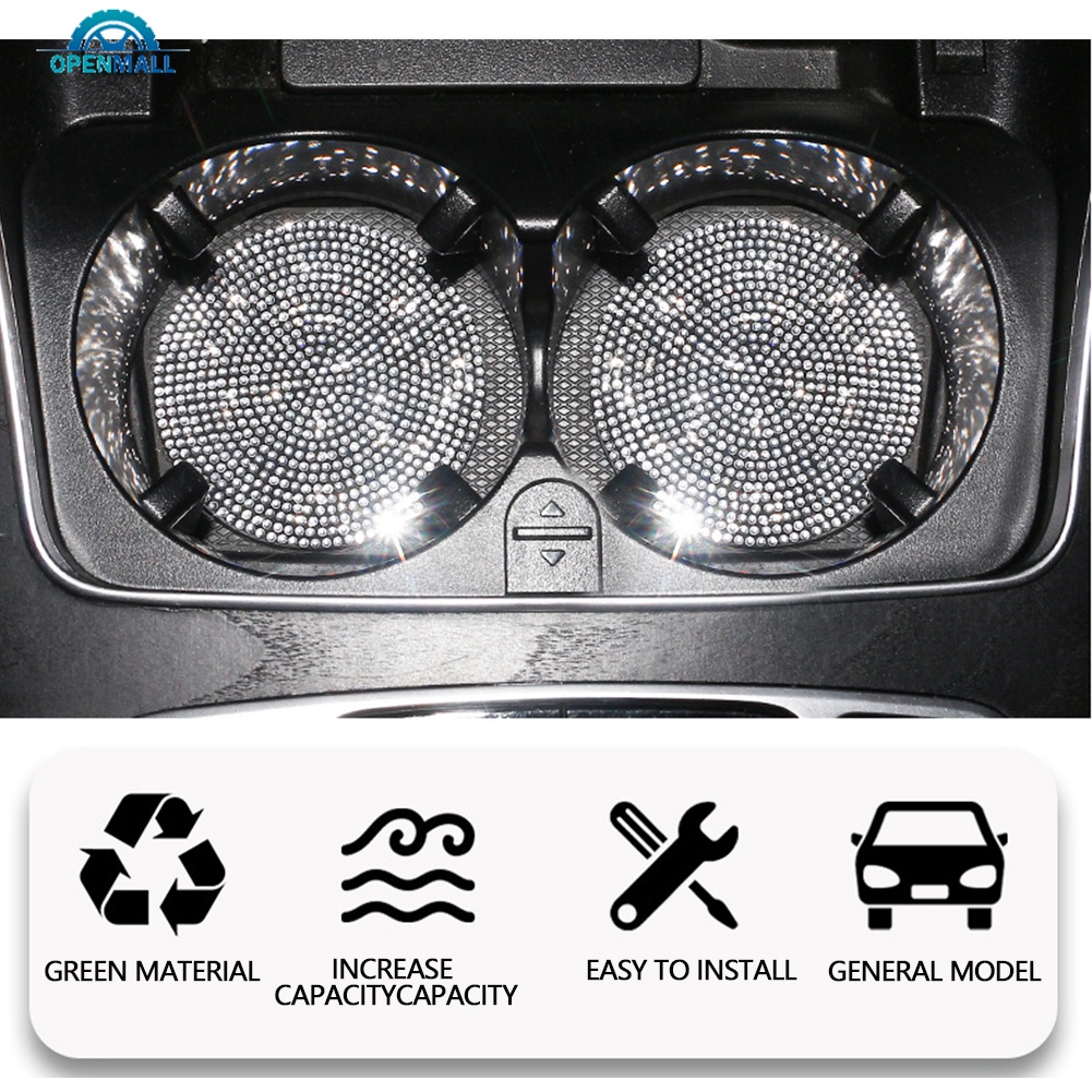OM 2pçs Porta Copos De Água De Strass Para Carro Sílica Gel Antideslizante Suporte Bling Universal Auto Interior Acessórios porta copo carro organizadores