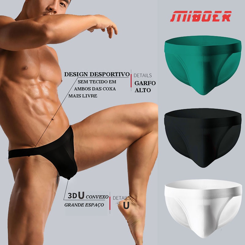 Roupas Íntimas Masculinas Cuecas Brief E Tanga Sexy Cintura Baixa U Convexo Respirável Grande