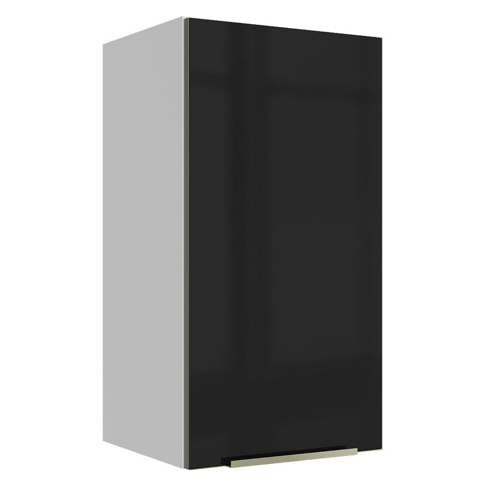 Armário Aéreo Madesa Lux 35 cm 1 Porta - Branco/Preto
