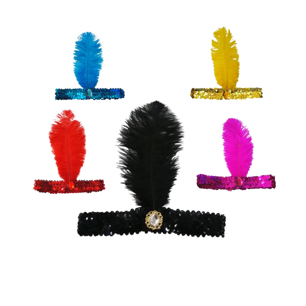 Tiara Melindrosa Faixa com Pena Charleston! em Oferta na Shopee