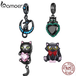 Bamoer 925 Silver Black Cat Hot Sale Bread Pingente Simples Para Mulheres E Estudantes