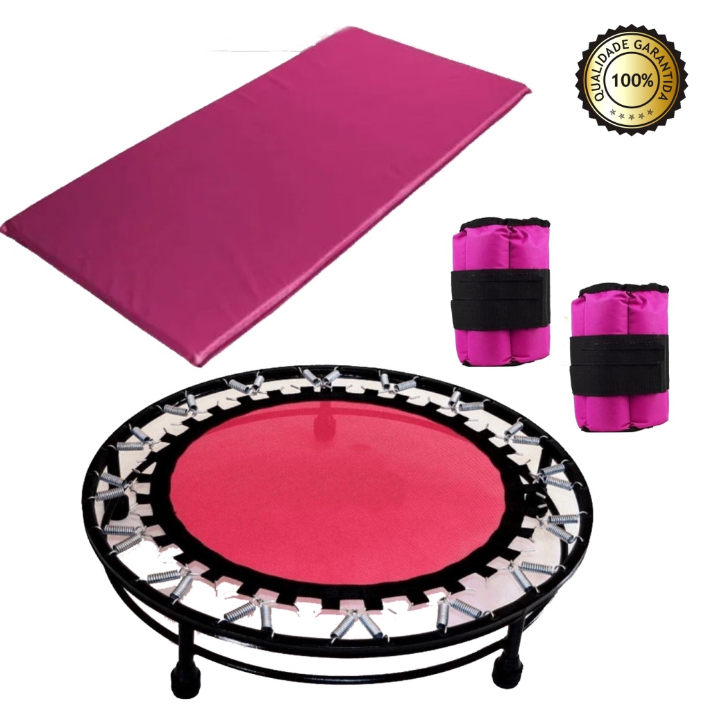 Kit Funcional Rosa - Jump + Colchonete + Caneleira 3 Kg