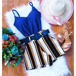 Conjunto de malha com short com cinto e Blusa