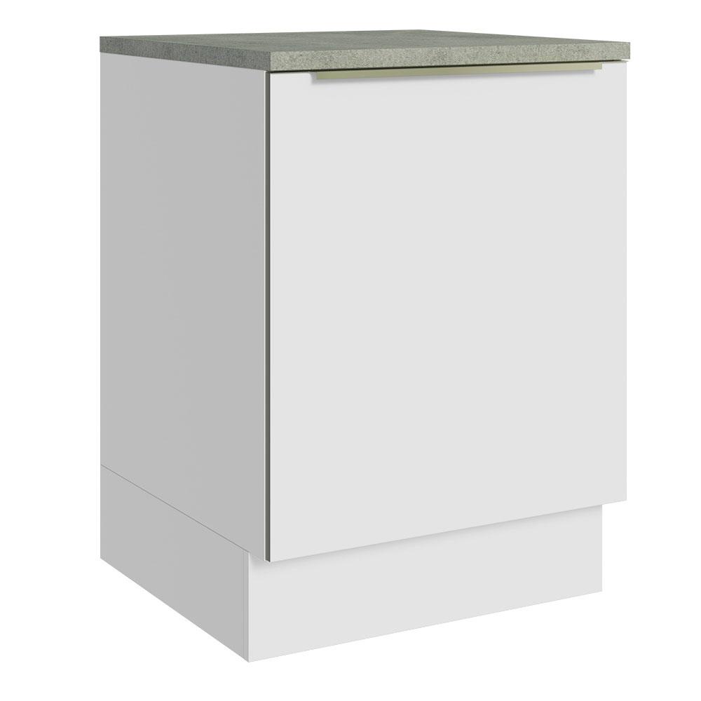 Balcão 60 cm 1 Porta Branco/Branco Veludo Lux Madesa - Home & Living