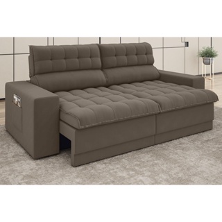 Sofá Omega 2,00m Assento Retrátil e Reclinável Velosuede Marrom - NETSOFAS em Oferta na Shopee