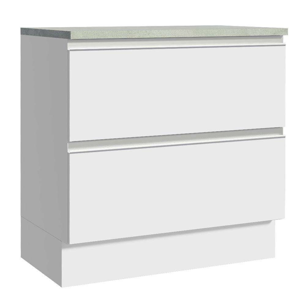 Balcão Armário de Cozinha 80 cm 2 Gavetas Branco Glamy Madesa - Home & Living