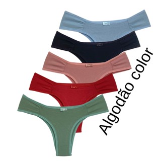 Calcinha algodão COLOR REF202C Kit/05 calsinha feminina