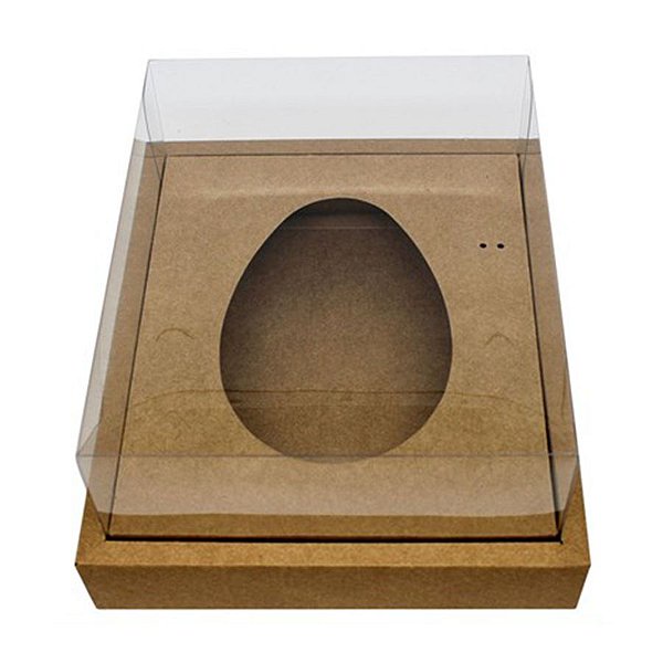 Caixa Ovo de Colher com Moldura - Meio Ovo de 250g - 20cm x 15,5cm x 10cm - Kraft - 5un - Assk