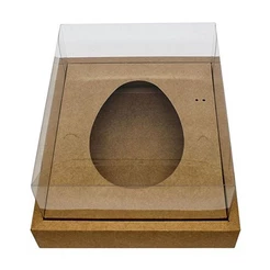 Caixa Ovo de Colher com Moldura - Meio Ovo de 250g - 20cm x 15,5cm x 10cm - Kraft - 5un - Assk