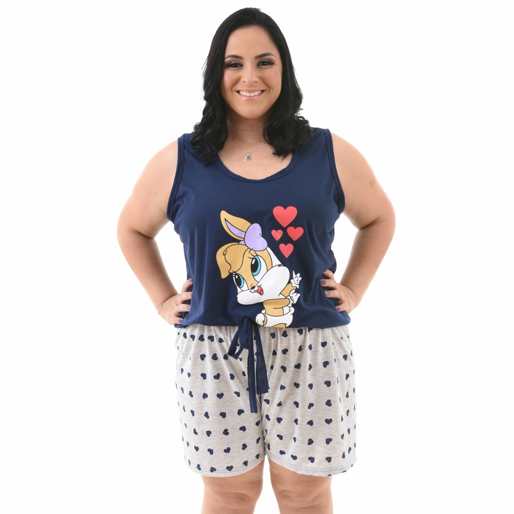Pijama Feminino Plus Size Baby Doll Plus Camiseta Verão em Oferta na Shopee