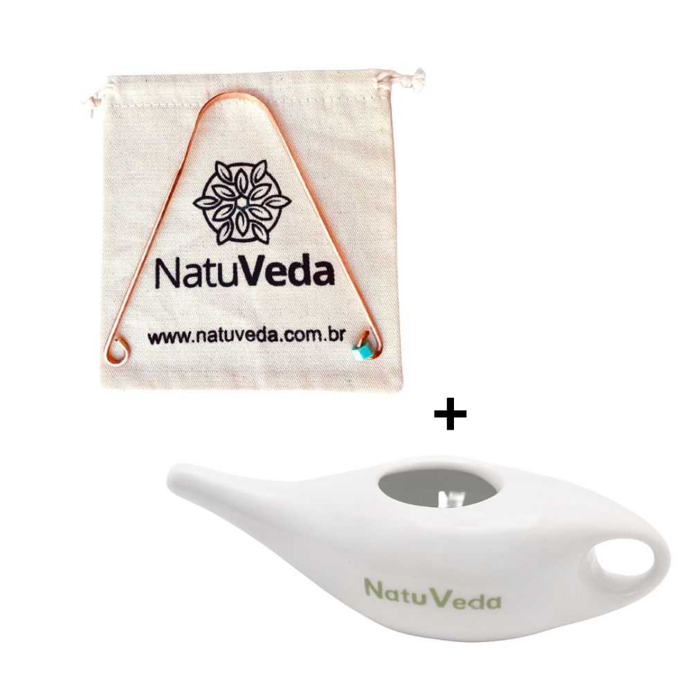 1 Neti Pot Jalaneti Higienizador Nasal Lota Limpeza Nasal + 1 Raspador Limpador de Lingua em Cobre