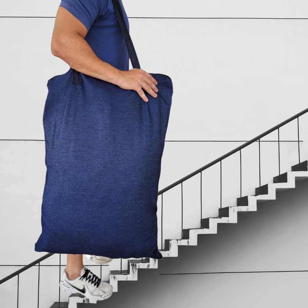 Bolsa Mala Sacolão Jeans Reforçado Grande Gigante Bolsão 120 Litros Sacoleiro Para Fazer Mudança 90x70cm