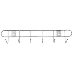 Cabide Suporte Para Parede 6 Ganchos Pendurar Roupas Bolsa Boné 32,5cm Tipo Organizador Inox Cromado