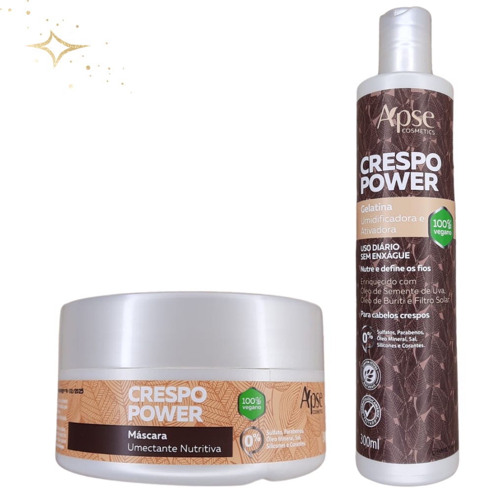 leave in produto cabelo crespo definicao de cacho Cabelos crespos Kit apse gelatina ativadora e mascara capilar Crespo Power