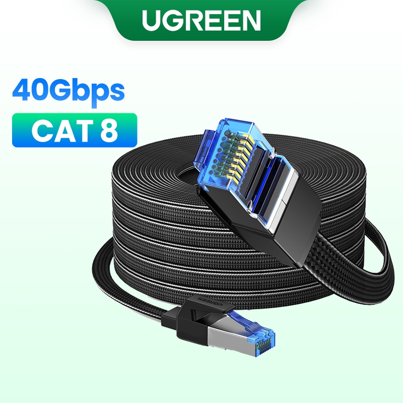 UGREEN Ethernet 8/10/15/20m Cabo CAT8 40 5gbps Algodão Trançado De Rede Lan Para Modem Laptops PS 4 Router RJ45 - Computers & Accessories
