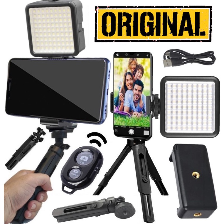 Estabilizador De Imagem Suporte de Celular Painel Luz Iluminador de Led Tripé Câmera Profissional Universal Foto Selfie