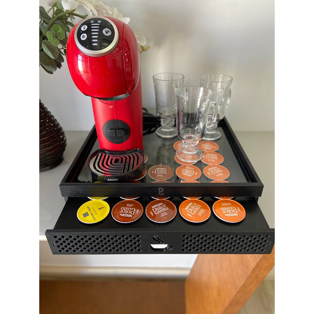 Porta Cápsulas Maquina de Café Dolce Gusto Vidro superior Temperado