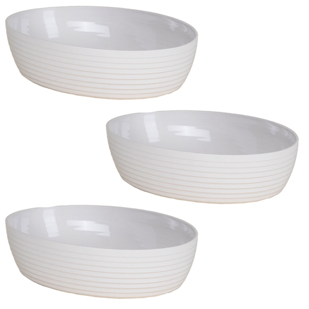 Kit 3 Travessa Oval Com Friso LE CHEF Branca 33,5X23,5X6Cm 1830 PARAMOUNT em Oferta na Shopee