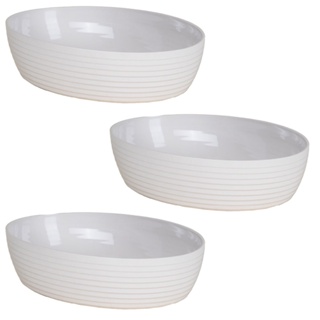 Kit 3 Travessa Oval Com Friso LE CHEF Branca 33,5X23,5X6Cm 1830 PARAMOUNT em Oferta na Shopee
