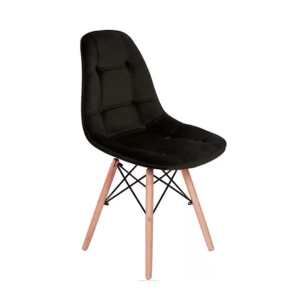 Cadeira Botonê Assento de Veludo Pés de Madeira