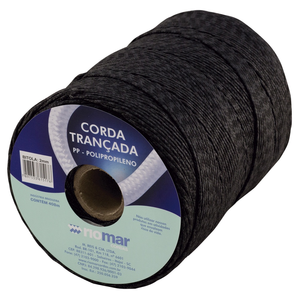Corda Pp Seda Trançada 2mm 408m Preta Riomar em Oferta na Shopee