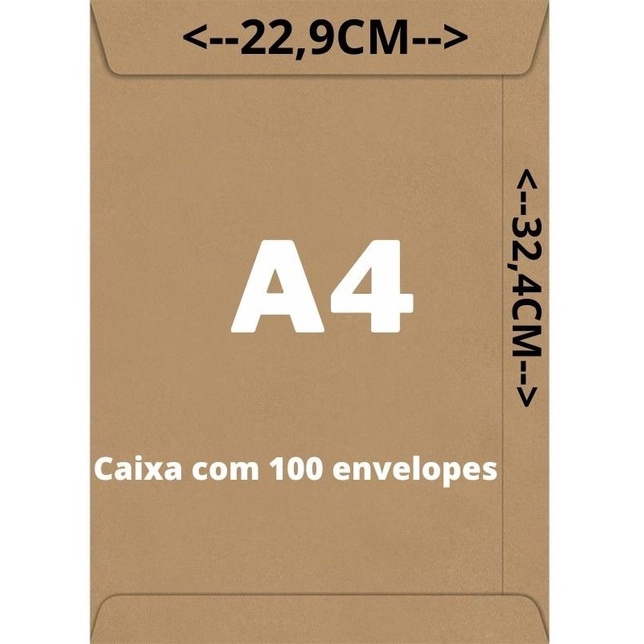 Envelope A4 Kraft Pardo Natural 22,9x32,4 100 Unidades 80g — imagem 2 de 2