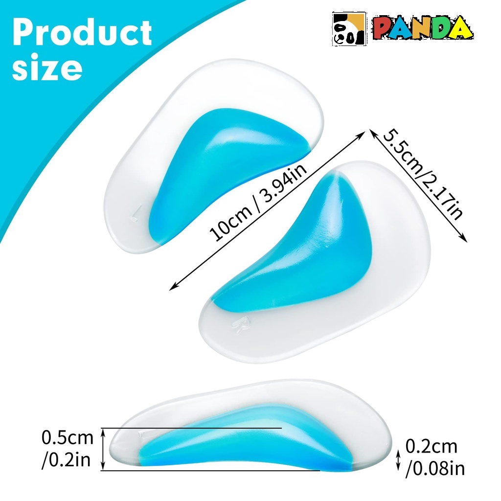 Palmilha Gel Arco Plantar Ortopédica Pé Chato Cavo Silicone