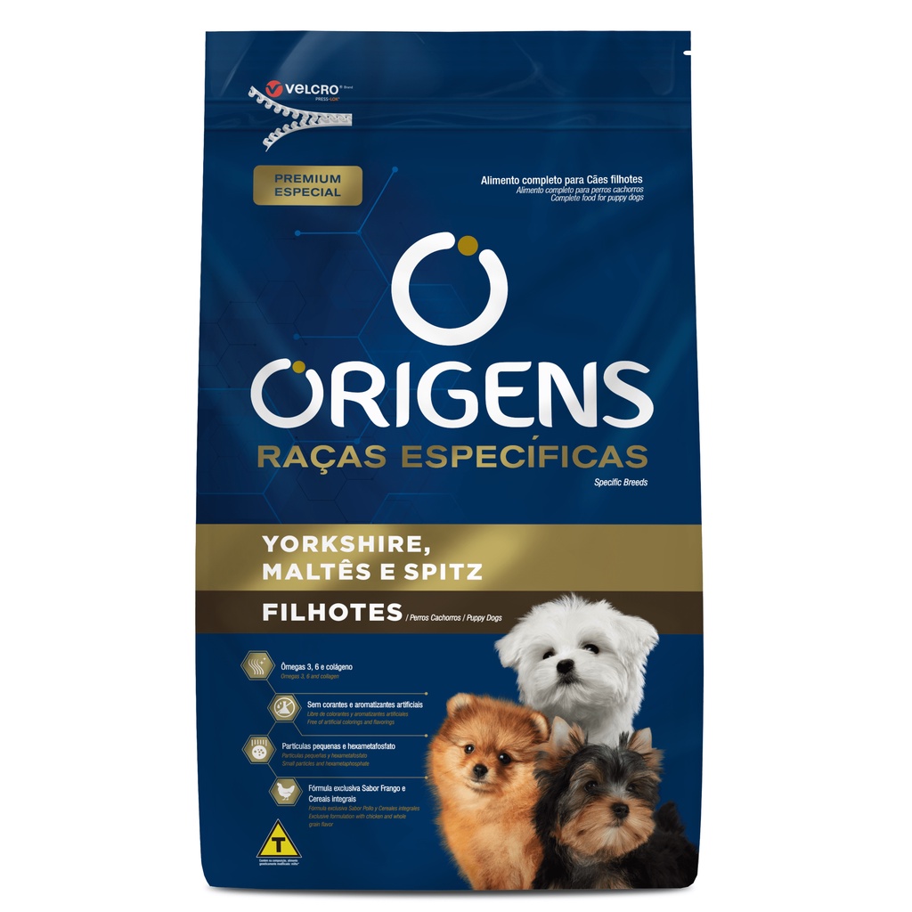 Ração Origens Racas Especificas Caes Filhotes Yorkshire Maltes e Spitz 3kg